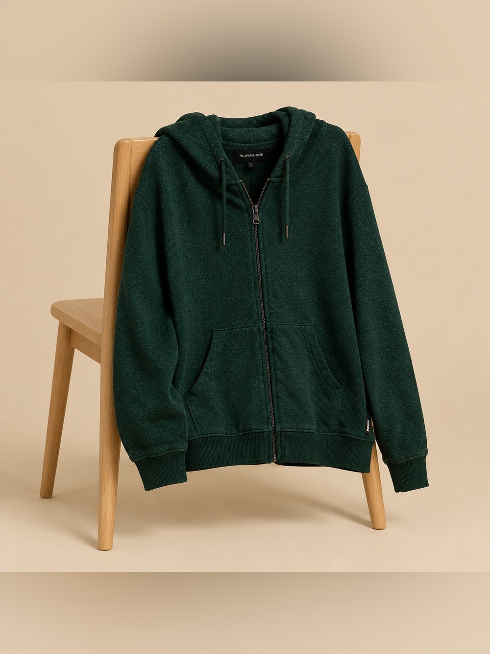 Always One 2xL Zipper Hooded Green Mens Jacket Cotton Polyester Blend